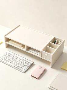 Estantería de almacenamiento para computadora con estantes, estantería de almacenamiento elevada, soporte para monitor, organizador de escritorio; adecuado para dormitorio, escuela y oficina - Talla única - Ver 10
