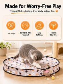 Mainan Kucing Interaktif 2-in-1 dengan Bola Pintar Isi Ulang USB, Alas Bermain Petak Umpet, Bola Bergerak yang Diaktifkan Sentuhan untuk Kucing Dalam Ruangan, Mainan untuk Olahraga dan Penghilang Kebosanan 500mAh - MultiWarna - View 7