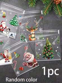 100pcs New 5-In-1 Christmas Transparent Self-Adhesive OPP Packaging Bags, Suitable For Holiday Party Gift Wrapping And Gifting - Christmas Gift Bag - View 9