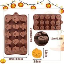 1/2pcs Halloween Candy Molds Pumpkin And Ghost Silicone Chocolate Molds, Trick Or Treat Molds For Halloween, Molds For Making Chocolate, Gummies, Cookies, Jelly - Brown - View 2
