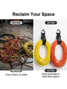 4/10PCS Adjustable Triangle Buckle Storage Straps With 3‑Axis Latch Lock, Heavy‑Duty Black Polypropylene Hanging Bundling Ties For Garage Workshop, Tool Belts, Hoses, Pipes, Wires And Cables, For Heavy‑Goods Organization - Multicolor - View 11