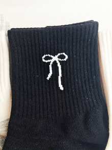 1/5 Pairs Women's Cute Letter Bow Rabbit Short Socks, Soft & Breathable, Suitable For Commuting, Home Wear, Holiday Gifts - Multicolor - View 3