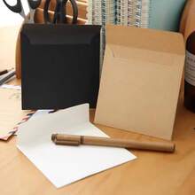 100pcs Mini Retro Envelopes 10x10cm Western Style Small Kraft Paper Black/White Blank Storage Envelopes For Office & School - A - View 3