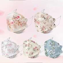 10/5pcs Elegant Floral Style Women's Face Masks, 3D Breathable Decorative Face Covers - Multicolor - View 4