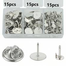 30pcs/45pcs DIY Brooch Base Pin Backing Accessories Set With Butterfly Clasp, Pin Back, Suitable For Badge Back Replacement, Butterfly Tie Clip, Decorative Buckle, Hat Clothing Pin, Handmade Brooch Badge Clasp, Back Clasp, Brooch Base And Other Jewelry Making Accessories - Butterfly Clasp & Spiky Pin - View 11