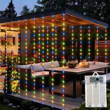 Fairy Tale LED Curtain Lights, Battery Powered 8 Modes String Lights, Bedroom Background Wedding Party Christmas Indoor Decoration Hanging Window Curtain String Lights - Battery Box Curtain Light - View 10