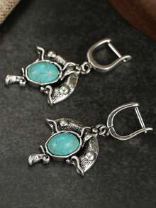 Gmzalx Women's Vintage Branch Texture Hanging Earrings, Versatile Elegant Daily Commute Accessory - Baby Blue - View 4