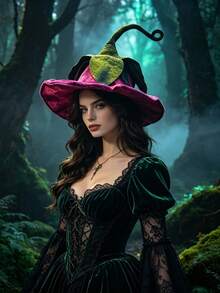 Dawn Light Felt Witch Hat, Suitable For Halloween, Cosplay, Theme Party, Stage Performance Prop Witch Hat - Multicolor - View 2