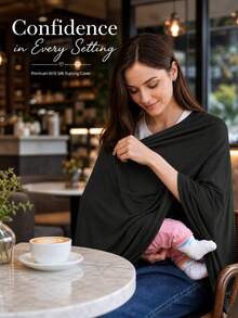 1pc New Multifunctional Black Nursing Cover, Outdoor Privacy Cover, Summer Thin Nursing Cover, Outdoor Multi-Use Stroller Sunshade, Lightweight Baby Carrier Cover, Comfortable Soft Breathable, Convenient To Carry, Indoor And Outdoor Universal, Unisex For Baby Boys And Girls, Newborn Essential, Great Gift, Baby Products, Baby Feeding - Ultimate Black - View 5