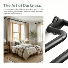 Double Curtain Rods,Double Blackout Wrap Around Curtain Rods For Windows, Room Darkening Drapery Rod, Darkening Telescoping Drapery Rod, Decorative Poles For Home Decor, 40 To 151 Inches, Black - Double-layer Sunshade - View 7