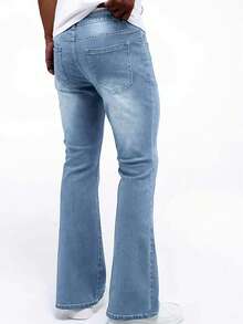 Autumn/Winter New Men's Casual Minimalist Versatile All-Match Flare Jeans - Light Wash - View 3