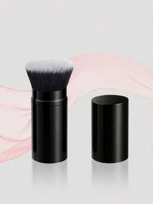 Retractable Face Brush, Retractable Foundation Brush With Cap, All-Aluminum Tube Foundation Brush, Blush Brush, Powder Brush, Multi-Function Makeup Brush, Ideal Choice For Women's Makeup - Black - View 2