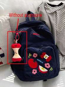 Dedoo This Fresh Apple Embroidered Backpack Is A Multi-Functional Small Bag, Perfect For Students, Commuting And Casual Outings. The Spacious Main Compartment Can Easily Hold Laptops, Textbooks, Stationery And Daily Essentials. Whether Used As A School Bag, A Lightweight Commuter Bag, Or A Casual Accessory For Outings Or Shopping, This Bag Is A Perfect Choice. Pendant Not Included - Multicolor - View 2