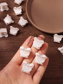 10/30/50pcs White Bear Head Creamy Soft 3D Mini Claw Clips Solid Color Cute Side Bangs Hair Clips Fresh Hair Claw - White - View 5