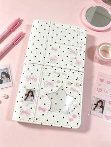 1 buah Notebook Ring Binder Denim Polkadot Gaya Korea Minimalis Ukuran A6, Ramah untuk DIY, Portabel untuk Pelajar, Cocok untuk Jurnal dan Scrapbooking Foto Pribadi - Buku lembaran lepas - View 3