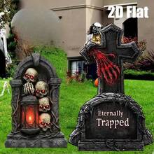 Décoration extérieure de tombe en acrylique plat 2D pour Halloween, panneau de tombe de cimetière d'Halloween avec piquet en plastique, décoration de pelouse d'Halloween, décoration de cimetière d'Halloween, décoration extérieure de jardin - A - Voir 6