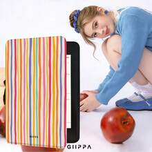 GIIPPA 1件彩色條紋Kindle保護殼附手提帶，適合書迷的情人節/聖誕節禮物，自動喚醒/睡眠電子閱讀器保護套，相容Kindle Paperwhite 5/6/7/10/11/12代、Kindle Colorsoft 1代、Basic Kindle 8/10/11代所有兒童版與Signature版 - 多色12 - 查看 6