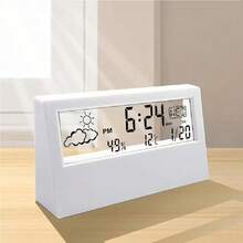 Relogio De Mesa Digital Despertador Light Sensor Temperatura - branco - Visão 2