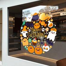 1pc 17.72"X17.72" Halloween Window And Door Sticker, PVC Material, Static Adhesion, Includes Christmas Pumpkin, Ghost, Bat, Spider Web Combination Patterns, Suitable For Halloween Party Decoration - Halloween - View 6