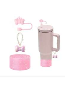 7Pcs Tumbler DIY Decor Accessories Set Cute Daisy Flower Carry Handle Strap Silicone Straw Cover Bottle Boot & Pom Pom Charms Fits 30/40 Oz Cup Preppy Y2K Cup Accessories For Travel School Birthday Gift For Women Back To School Party Supplies - White - View 7