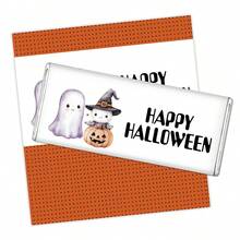 10pcs Halloween Candy Bar Packaging Stickers, Cute Ghost Pumpkin And Witch Design Halloween Mini Candy Chocolate Label Stickers, Party Favors, Halloween Party Decorations, Candy Not Included - Multicolor - View 3