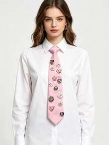 1pc Women's Tie-Free Necktie, Suitable For Casual, Street, Daily, Party, Gift - Multicolor - View 8