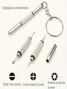 1pc 3 In 1 Multifunctional Eyeglass Screwdriver - The Ultimate Portable Eyeglass Repair Tool!, Tools For Men - Silver - View 3