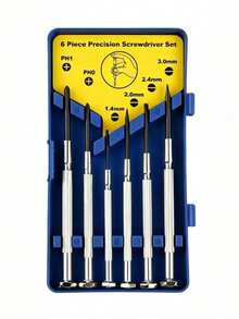 6pcs Mini Screwdriver Set, Glasses Repair Screwdriver, Precision Repair Tool Set, Includes 6 Different Sizes Of Flathead And Screwdrivers, Suitable For Watch, Jewelry, Computer, Phone Repair, Men's Tools - Yellow - View 5