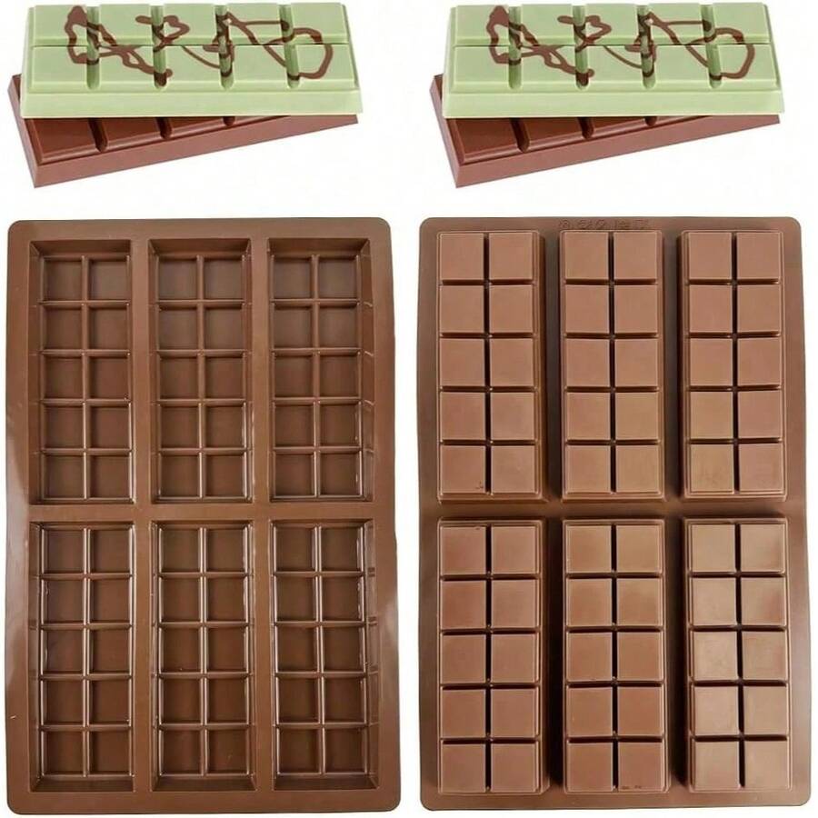 Multi-Cavity Silicone Mold, Home Fondant Cake And Candy Separator Chocolate Bar Mold, Suitable For Making Chocolate Bars And Milk Chocolate Bars, DIY Home Chocolate Mold - Non-Stick Chocolate Bar Mold - Multicolor - View 1