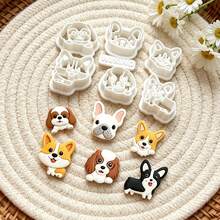 7pcs Assorted Dog Head Theme Polymer Clay Molds, Corgi French Bulldog Spaniel Clay Molds, Suitable For DIY Earrings, Pendants, Brooches, Keychains, Handmade Crafts - White - View 4