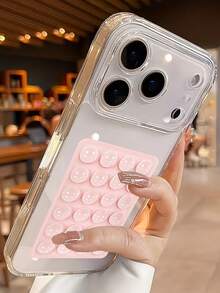 2pcs - Luxury Transparent Phone Case + Single-Sided Suction Cup, Compatible With IPhone 17/16/15/14/13/12 Pro Max, Transparent Thin Design, Soft Edge Hard Shell Anti-Drop Back Cover, Can Adhere And Fix Phone Back To Bathroom Wall To Prevent Slipping - Pink - View 2