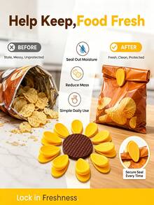 Sunflower Magnetic Chip Clips 10pcs Petal Clips, Flower-Shaped Fridge Clips, Suitable For Chips And Food Bags, Help Keep Snacks Fresh, Kitchen Use - Multicolor - View 9