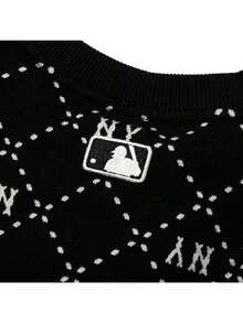 Men's & Women's MLB 26 Summer New Vintage Monogram All-Over Print Crew Neck Knit Pullover Sweatshirt 3AMTM0134-50BKS - Black - View 5