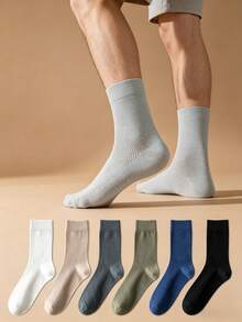 1/3/7 Pairs Men's Mid-Calf Socks, Thin Business Mid-Calf Socks, Mesh Breathable Moisture-Wicking/Anti-Odor Sports Socks, All-Season Versatile, Street Hip-Hop Style, Soft Breathable, High Elasticity Moisture-Wicking, Durable And Comfortable Fit; Suitable For Daily Streetwear, Street Photography, Outdoor Light Sports, Men's Casual Sports Socks, Ideal Gift For Men - Multicolor - View 1