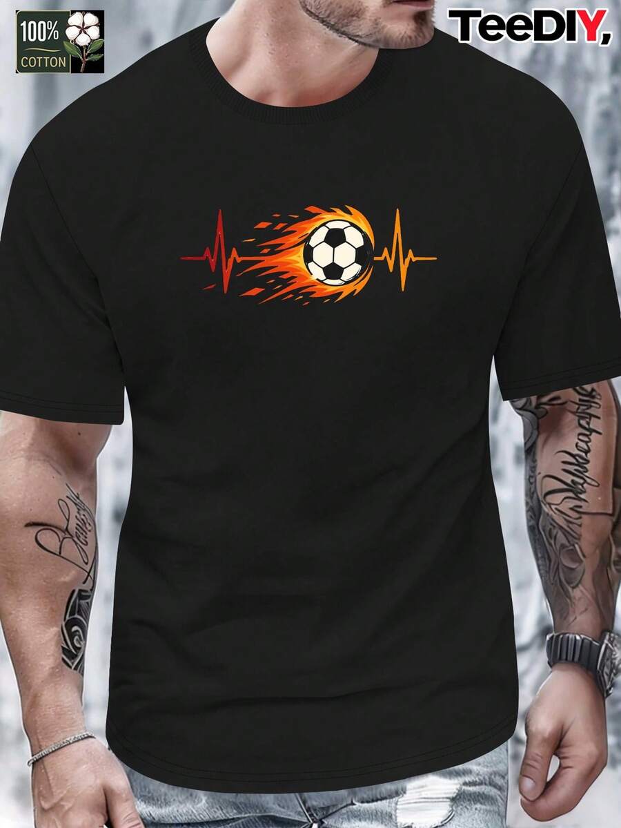 Camiseta de algodón puro para hombre Striker Shot Heartbeat - Negro - Ver 1