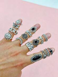 Set Cincin Wanita 20 Buah dengan Berbagai Elemen, Cincin Jari Gaya Campuran Punk Hip-Hop, Aksesori Jari untuk Pesta, Liburan, dan Pemakaian Sehari-hari, Hadiah Perhiasan Fashion, Aneka Pilihan Acak - Cincin punk - View 8