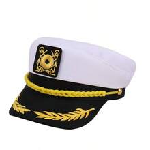 2pcs Halloween White Sailor Hat, Round Top White Anchor Rolled Edge Captain Hat Solid Color, Sailor Cap - Multicolor - View 7