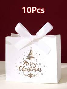 10pcs Christmas Gift Boxes With Ribbons, Festive "Merry Christmas" Design, Suitable For Personal Or Commercial Use, Elegant Wedding Gift Boxes, Perfect For Birthday And Holiday Decor, Party Favors, Christmas, Wedding And Valentine's Day - View 18