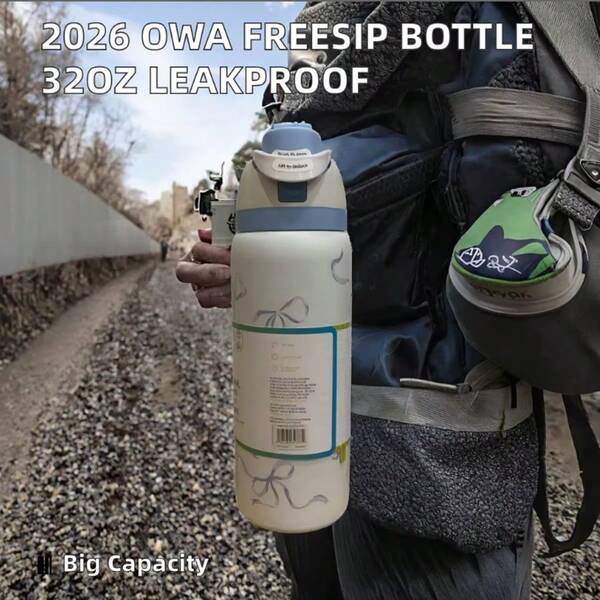 OWALALAWO Insulated Stainless Steel Water Bottle - 32 Oz Leak-Proof Sports Water Bottle With Dual-Function Sip Spout, Flip-Top Straw, And Wide Mouth Opening – Keeps Drinks Cold For 24 Hours – Ideal For Gym, Travel, And Everyday Use