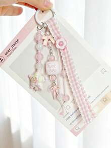Gantungan Kunci Pita INS Manis Baru, Gantungan Tas & Ponsel Bintang Pink yang Feminin - MultiWarna - View 3