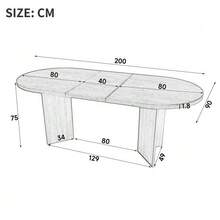 Mesa de comedor 200 * 90 cm, apta para 6–8 personas, mesa de comedor con esquinas redondeadas, sobre de mesa engrosado, mesa de comedor de estilo sencillo, nogal - Marrón - Ver 7
