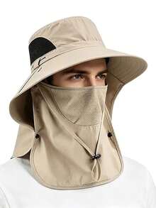 1pc Unisex Solid Color Sun Protection Wide Brim Bucket Hat, Neck Guard Outdoor Hiking Fishing Trekking Sun Hat, Suitable For Daily Outings, Climbing, Vacation, Fishing Ski Masks - Multicolor - View 14