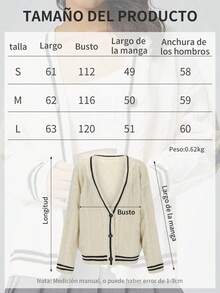 Star Print Striped Knit Drop Trim Cable Open Shoulder Cardigan - Beige - View 4
