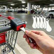 5pcs Shopping Cart Token Set With Anti-Loss Lanyard Keychain, Portable Creative Stainless Steel Key Ring, Suitable For Supermarket Shopping, Essential Fashion Backpack Accessory For Shoppers - One Size Fits All - View 9