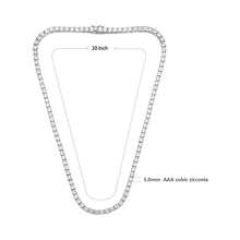 2pcs/Set 18K White Gold Plated CZ Jewelry Set, 5mm Four-Prong Necklace (16/18/20 Inch) & 8 Inch Bracelet, Unisex Daily Wear, Birthday, Christmas, New Year - Necklace + Bracelet - View 10