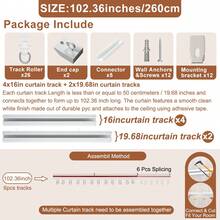 4-In-1 Adhesive + Drill-Free Curtain Track System - Ceiling/Wall Mount, Adjustable Length, Easy Installation For Bathrooms, Windows, Bathrooms, Room Dividers, Cabinets & More - Self-adhesive and Drillable Installation Upgrade Version - View 21
