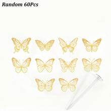 20pcs/60pcs Stiker Kupu-kupu Warna Cerah, Dekorasi Kue Pernikahan DIY, Cocok untuk Dekorasi Kue Pernikahan dan Pesta Ulang Tahun - MultiWarna - View 14