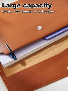 1PC A4 PU Document Folder,Durable Waterproof Magnetic Closure,Perfect Office Organizer For Students And Teachers,Ideal For Filing Papers,Reports,Certificates,And Important Documents,Portable Lightweight With Secure Snap,Back To School Must-Haves,Styl - Single Piece - View 7