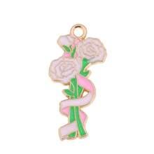 10Pcs Enamel Flower Charms Set Rose Cupcake Lavender Carnation Pendants Gold Plated Alloy DIY Jewelry Making Supplies For Bracelets Necklaces - Gold - View 7