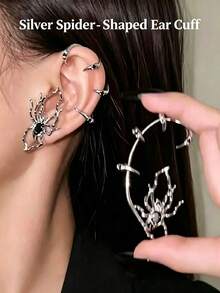 Women's Gothic Spider Earrings - Halloween Silver Ear Hooks, Exaggerated Wavy Spider Claw Dangle Earrings, Dark Punk Horror Jewelry, Perfect Cosplay Party Accessory, Ideal Holiday Gift - Multicolor - View 1